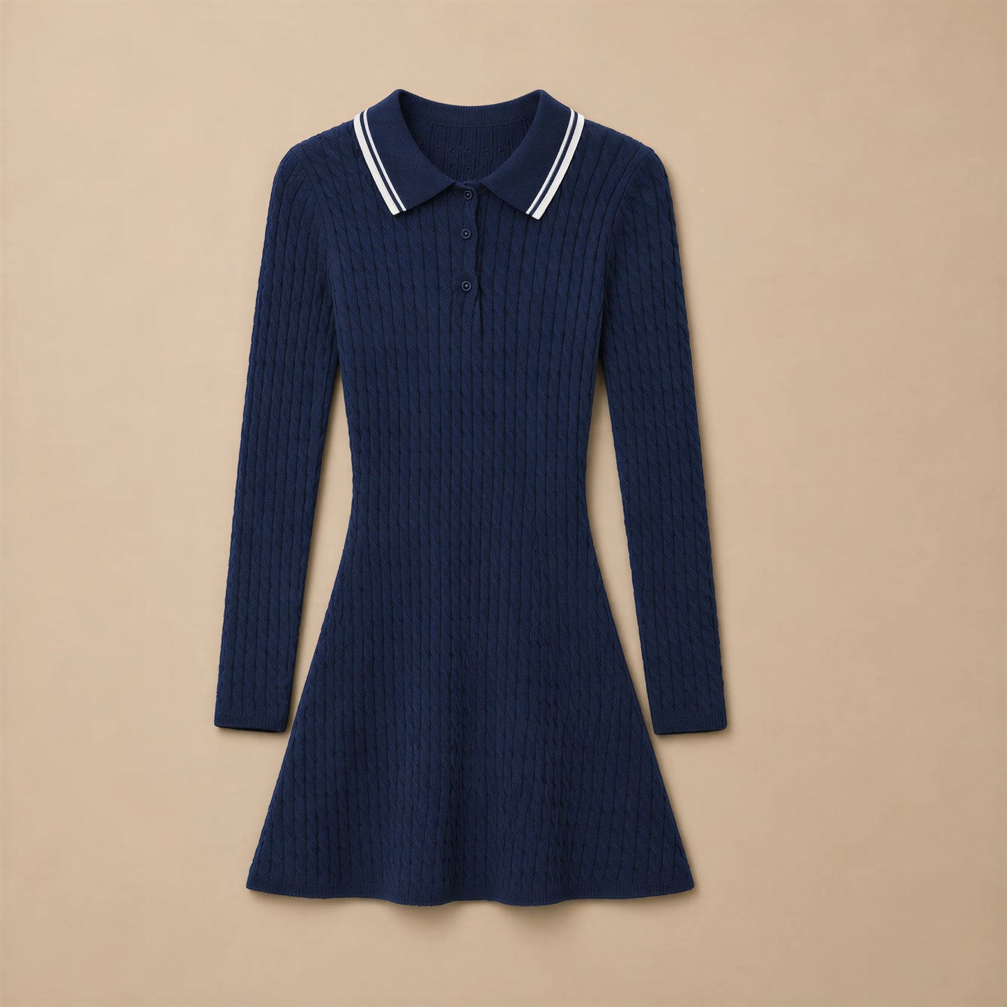 Robe Courte Maille Torsadé à Col Polo Agosta
