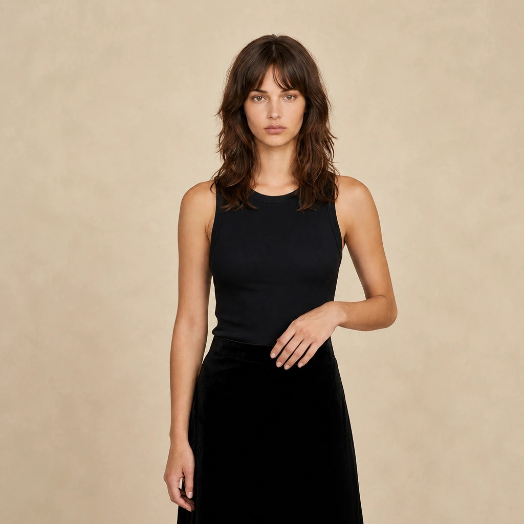 Jupe Midi Asymétrique en Velours et Dentelle Serafina