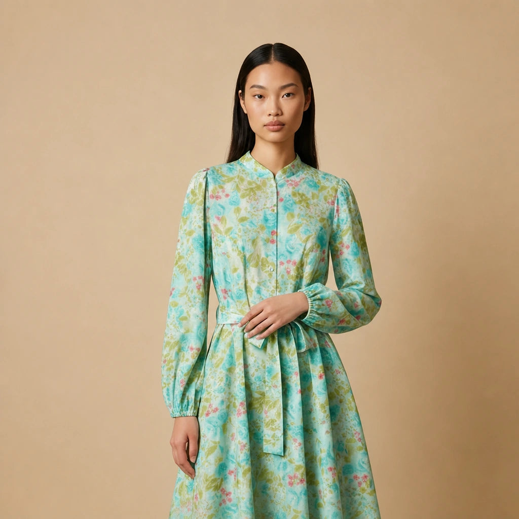 Robe Courte à Manches Longues et Motif Graphique Ambra