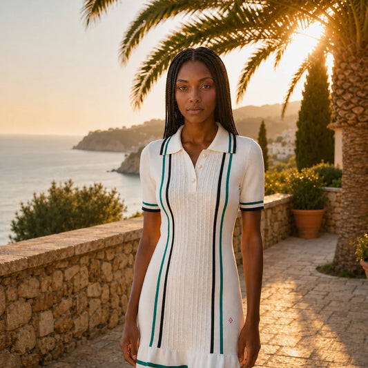 Robe Courte en Maille Fine à Col Polo Lucrezia