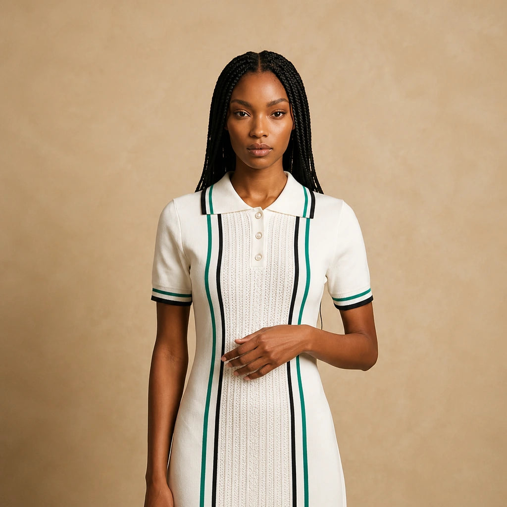 Robe Courte en Maille Fine à Col Polo Lucrezia
