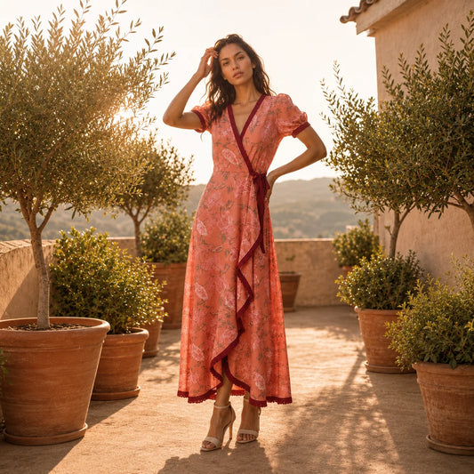 Robe Longue Bohème en Voile Imprimé Luana