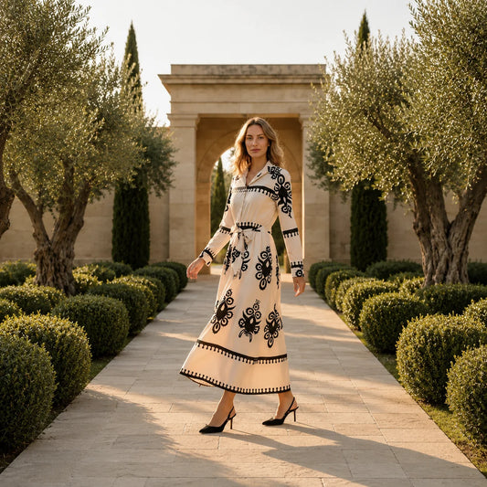 Robe Longue Chemisier à Imprimé Baroque Isadora