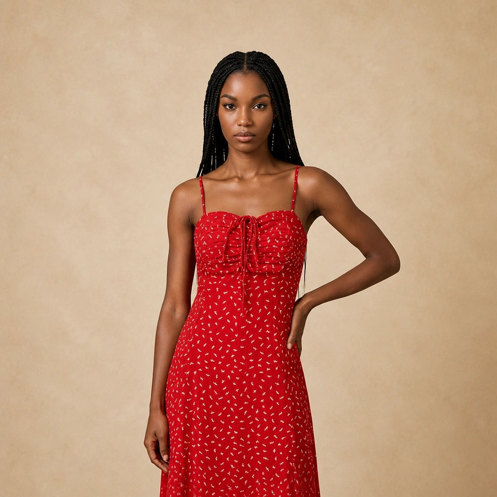 Robe Longue Fluide Imprimée Rouge Frattini