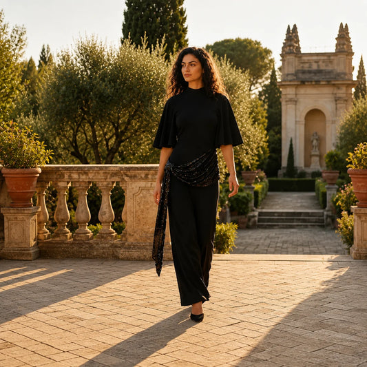 Robe Longue à Col Officier et Ceinture Ricci