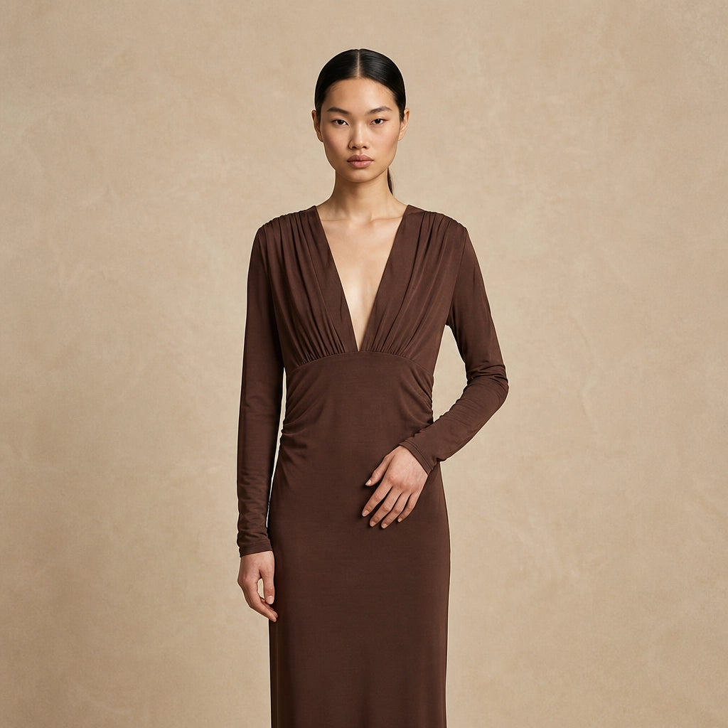 Robe Longue à Col V Évasée Gotti