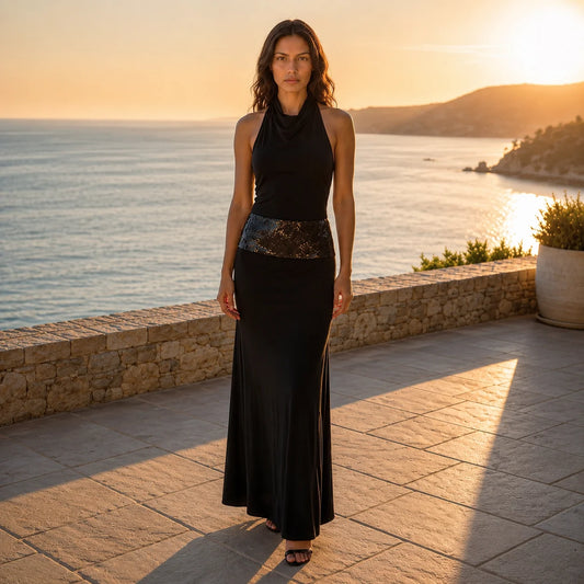 Robe Maxi Dos Nu au Drapé Sculptural Giuliana