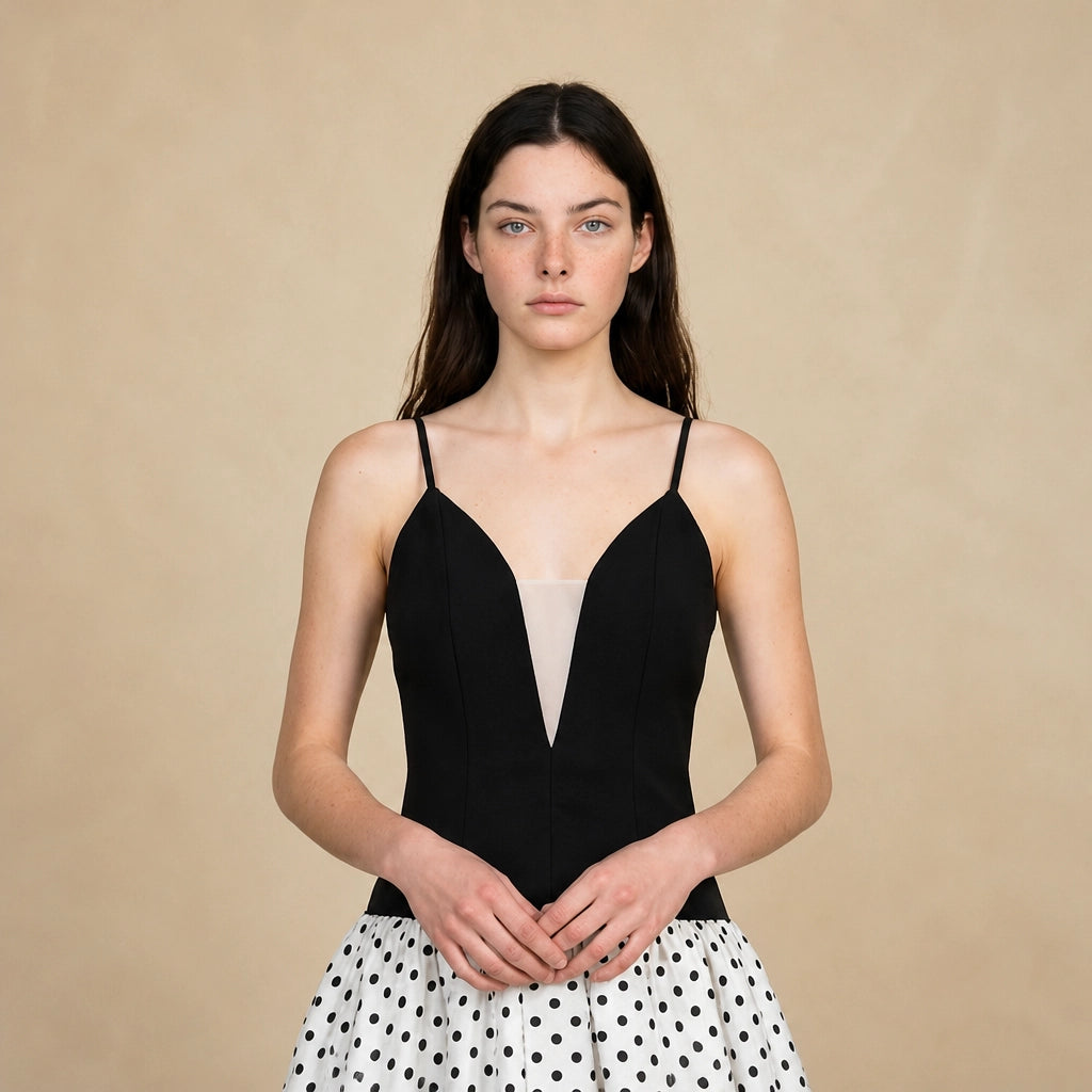 Robe Mini Graphique en Maille Stretch à Pois Cora