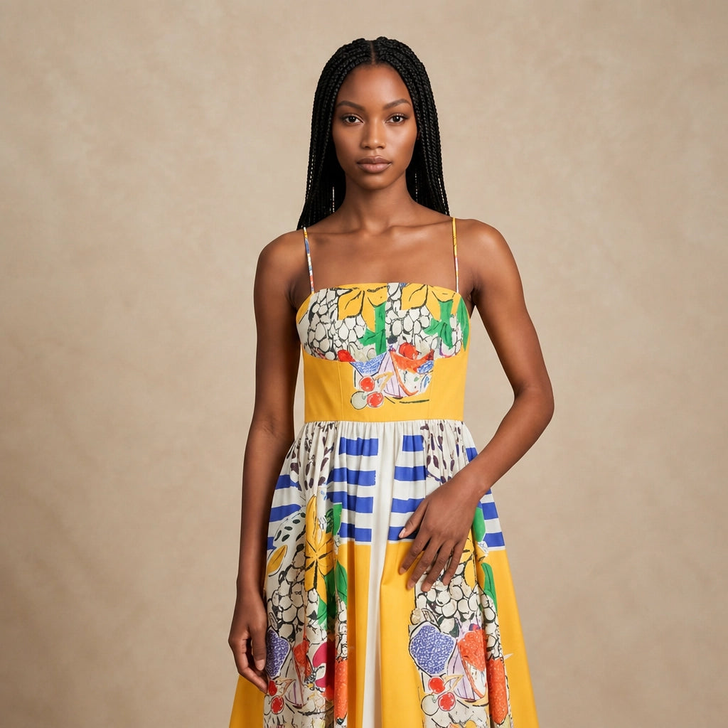 Robe Sans Manches au Motif Fruité Riviera Alida