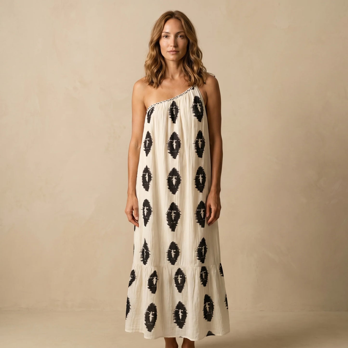 Robe Longue Fluide à Imprimé Uva