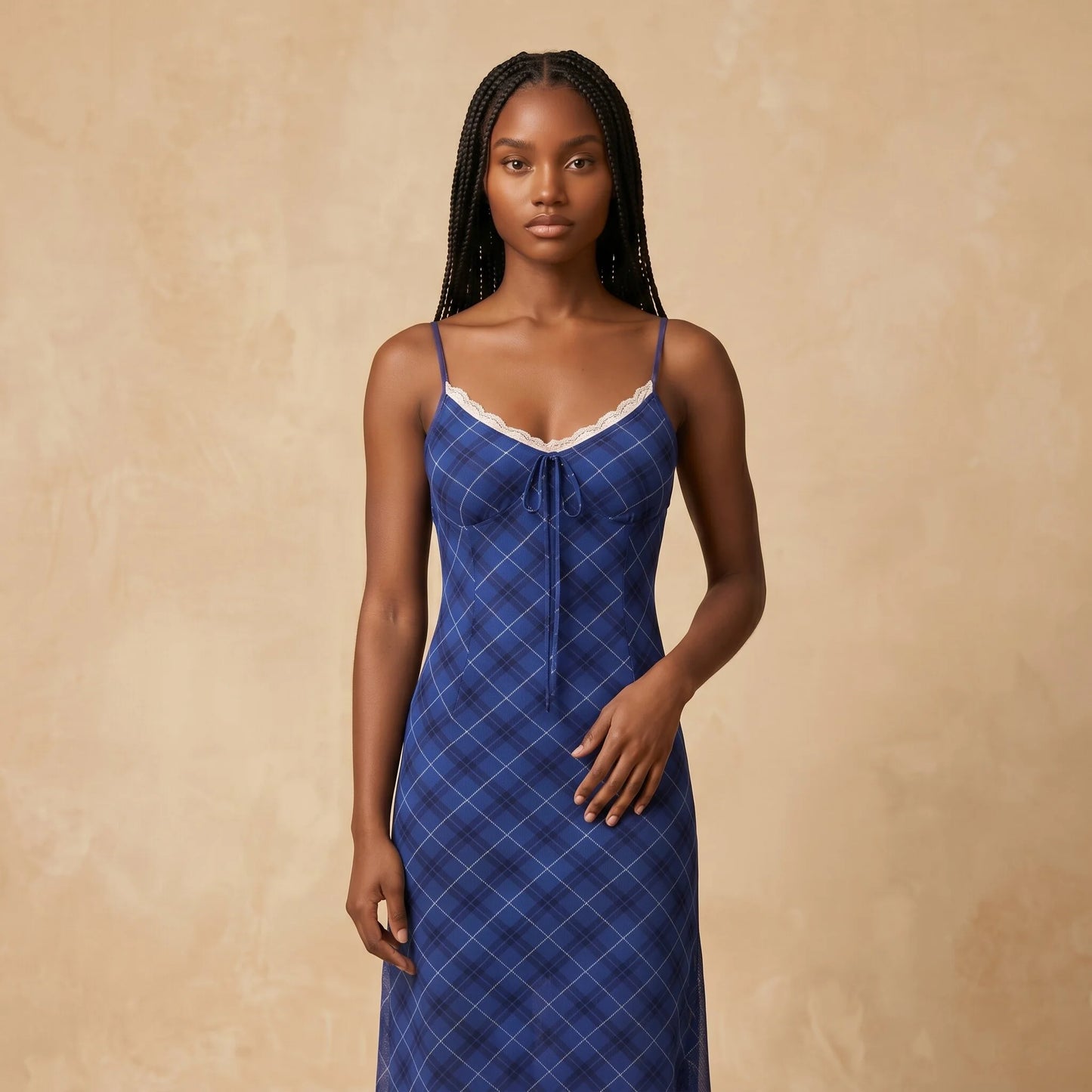 Robe Midi Imprimé Tartan Mucci