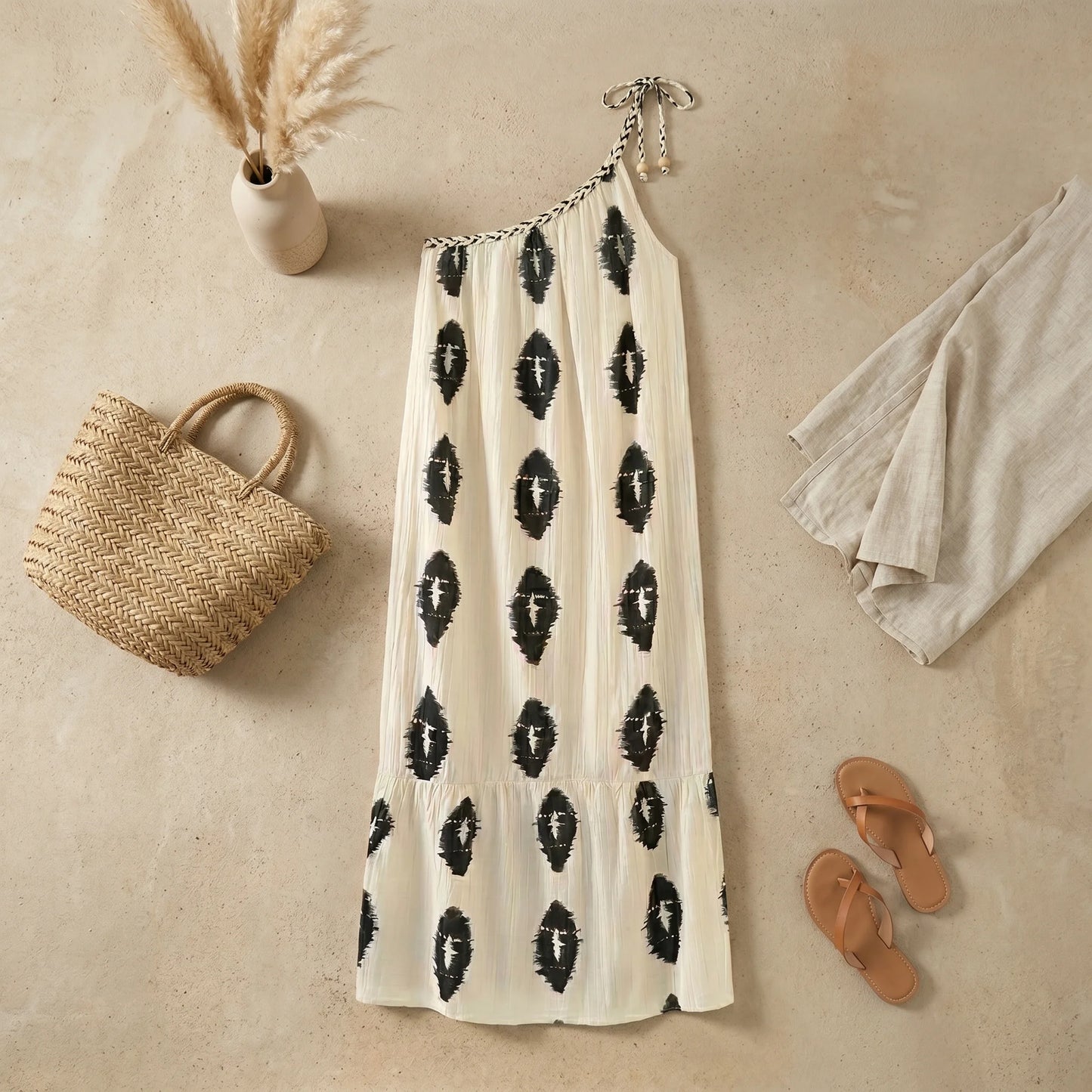 Robe Longue Fluide à Imprimé Uva
