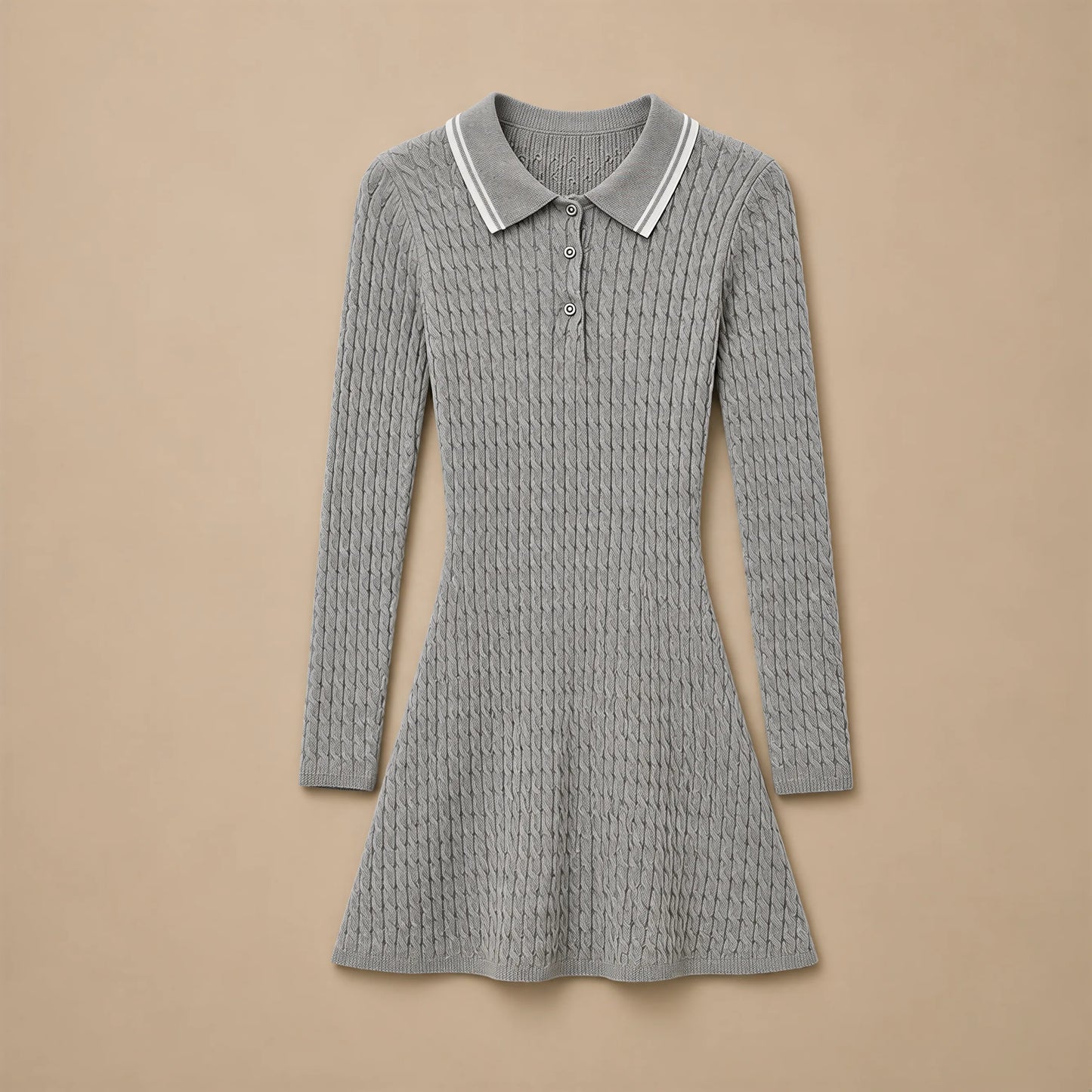 Robe Courte Maille Torsadé à Col Polo Agosta