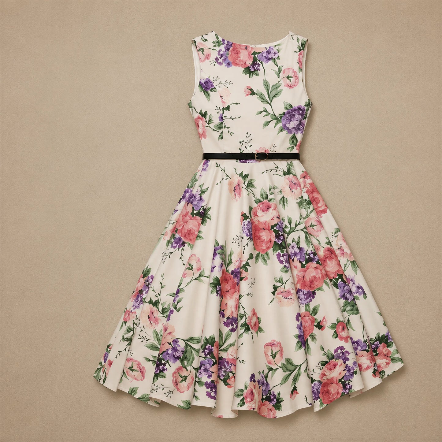 Robe Évasée Florale au Charme Rétro Carina