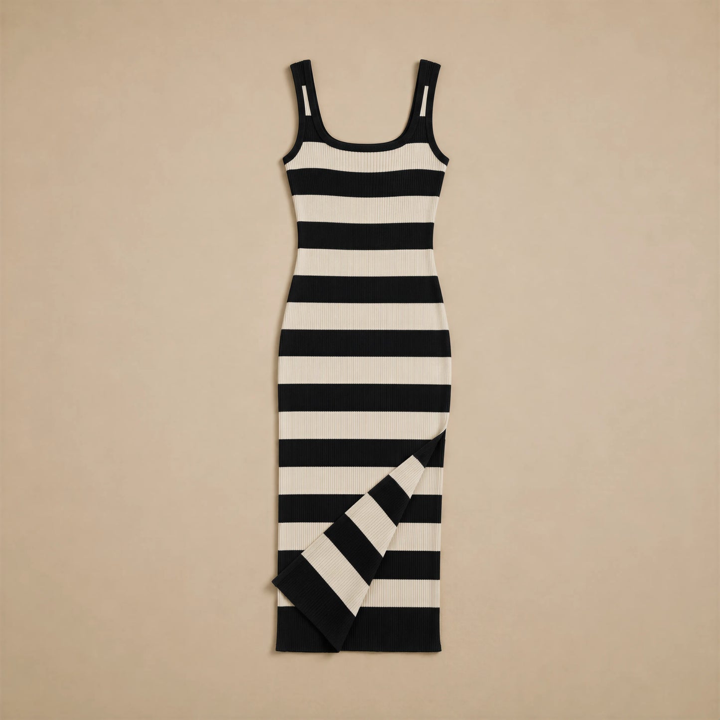 Robe Moulante Fendue à Rayures Donatella
