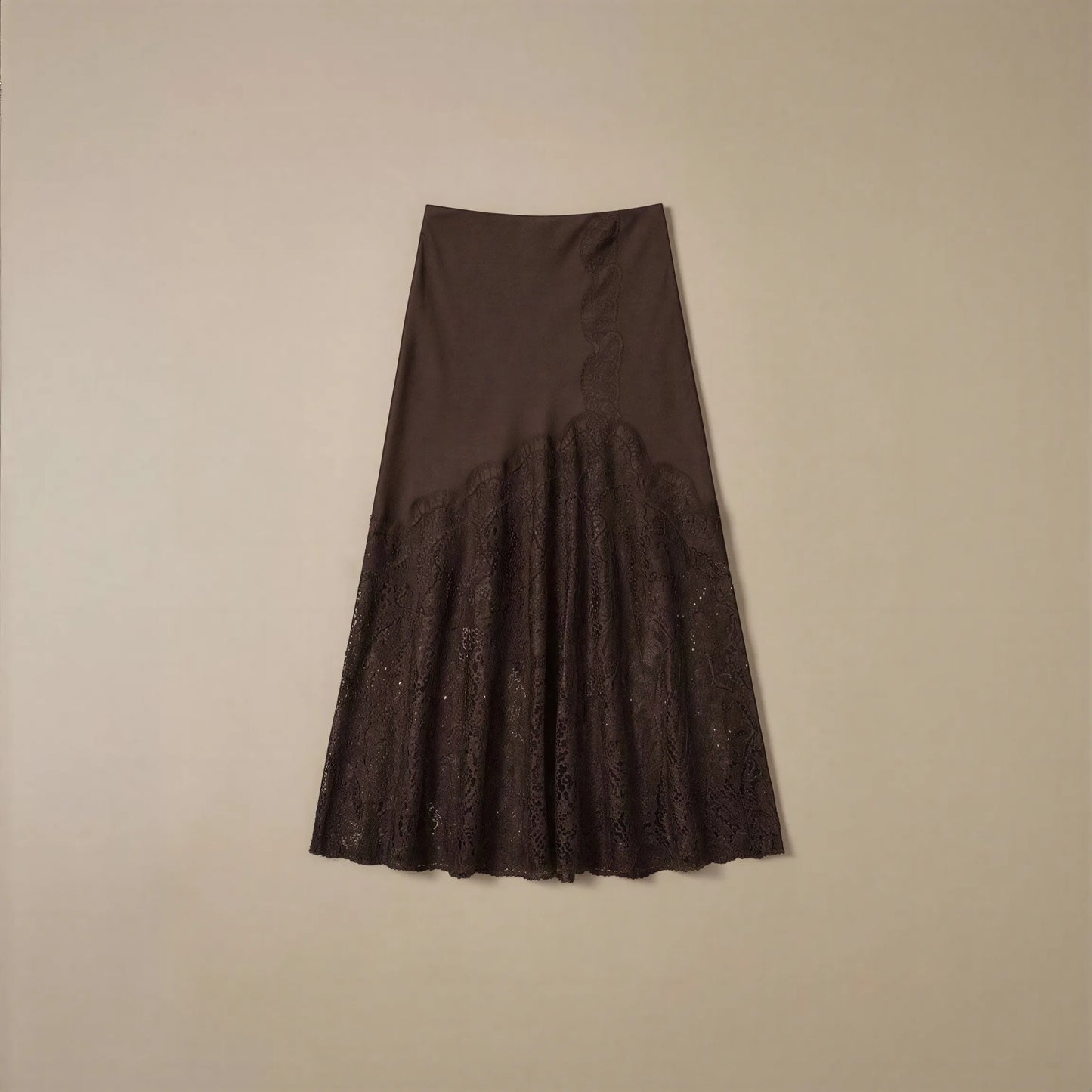 Jupe Longue Trapèze avec Broderie Dentelle Malena