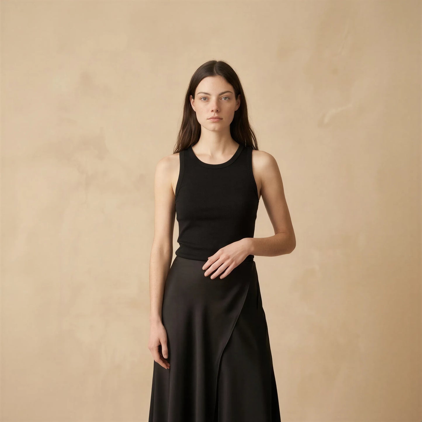 Jupe Midi Asymétrique Satin et en Dentelle Macri