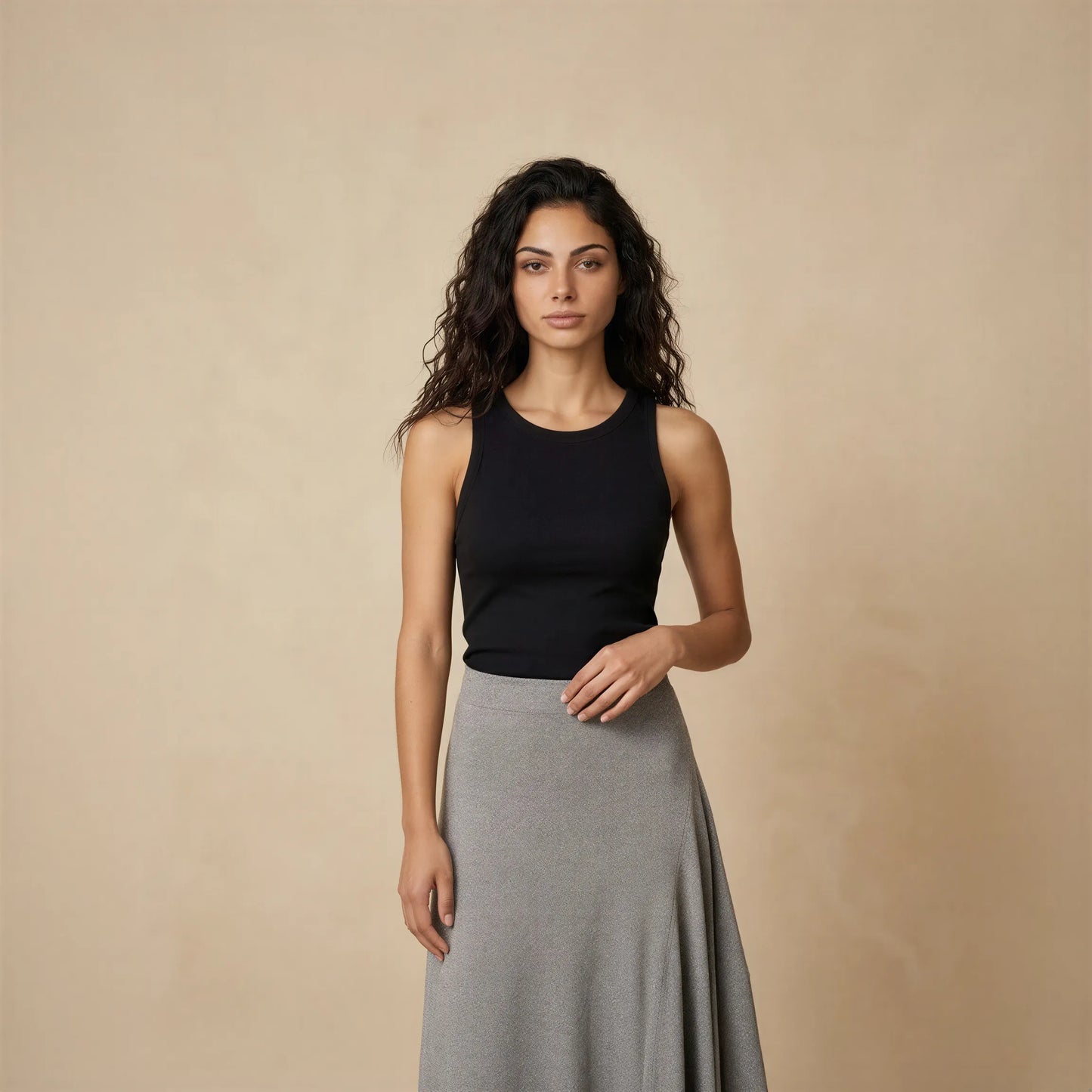 Jupe Midi Plissée Asymétrique Grise Delizia