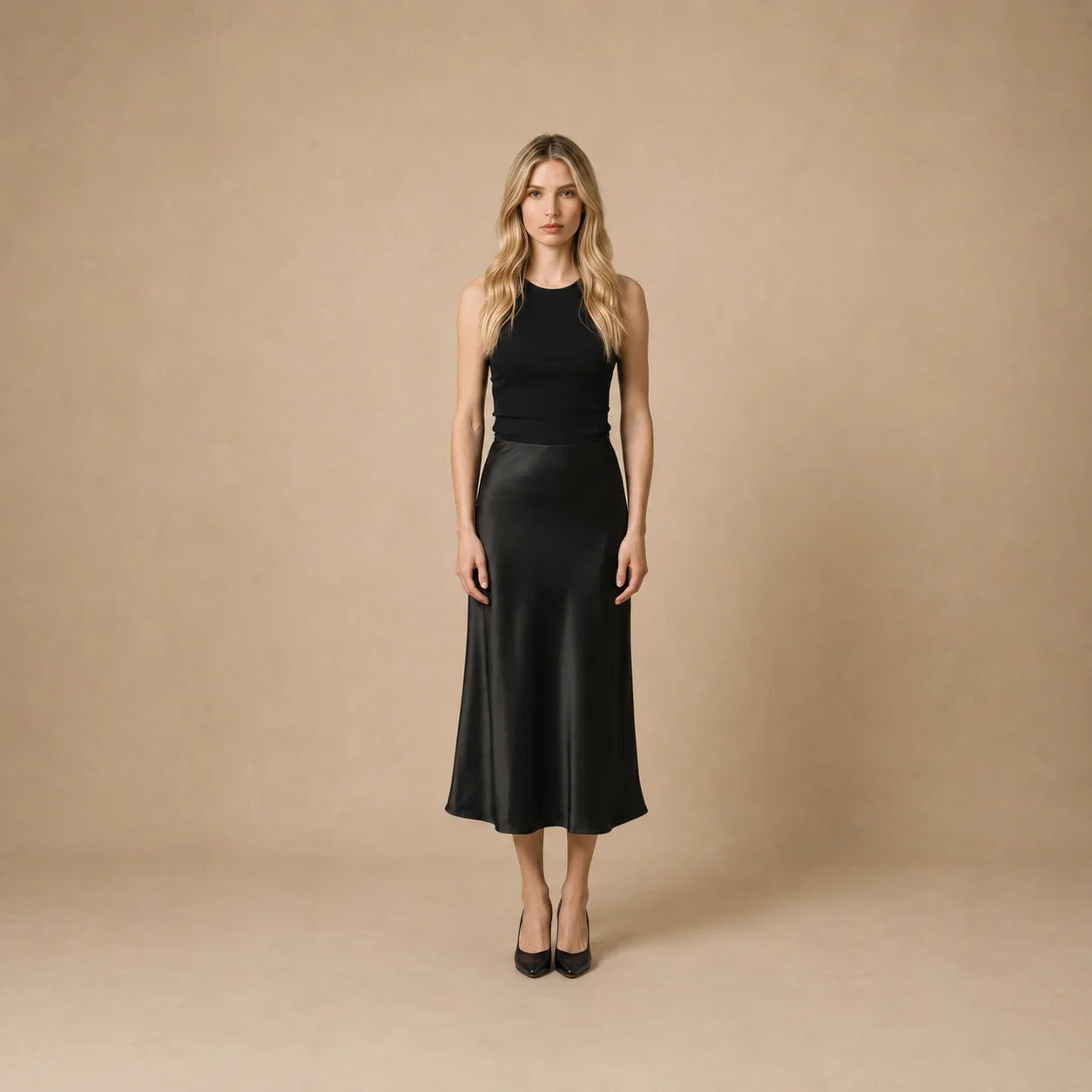 Jupe Midi en Satin Fluide Elettra