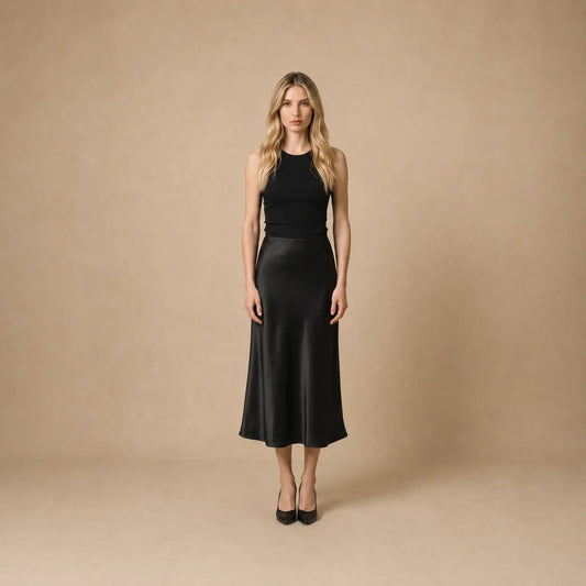 Jupe Midi en Satin Fluide Elettra