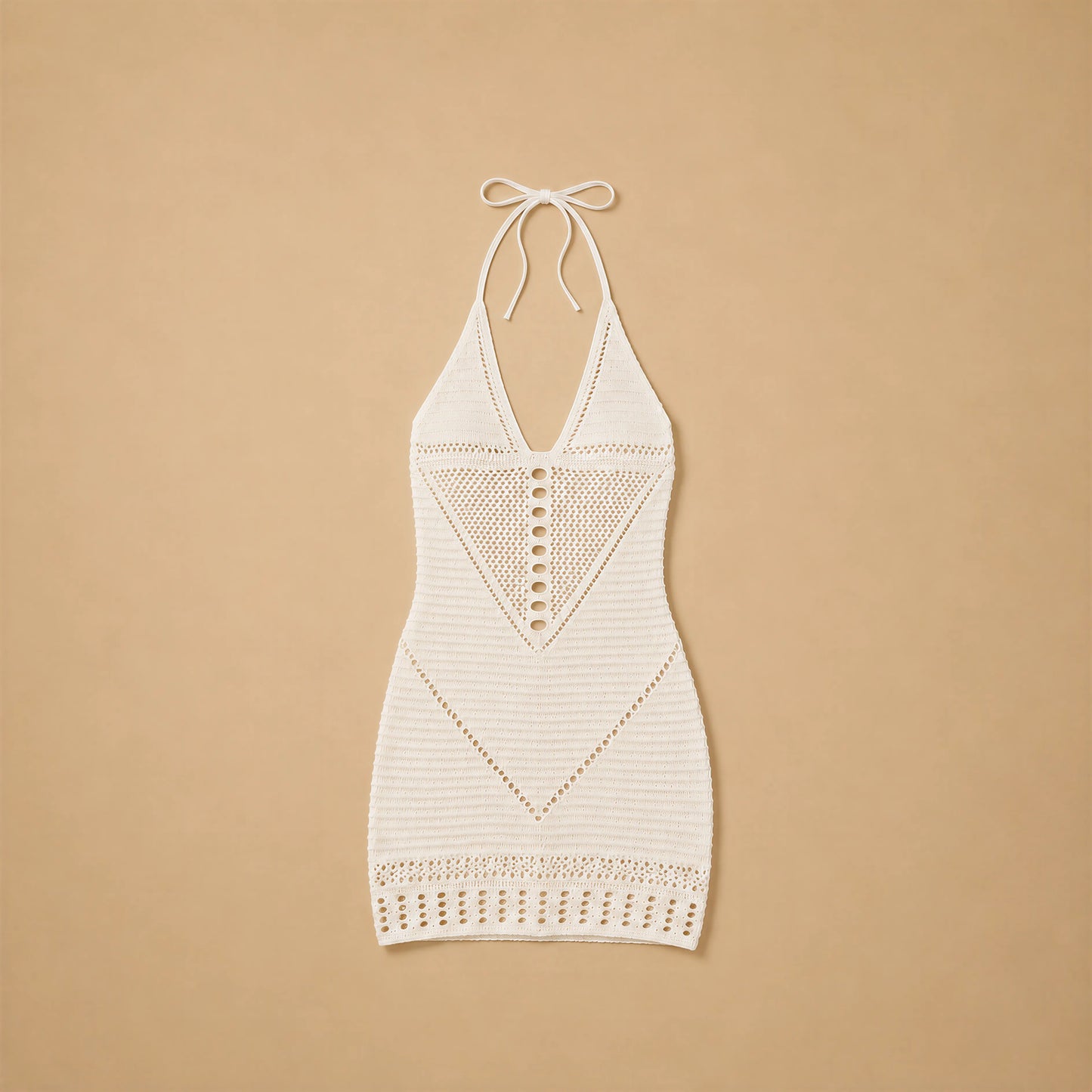 Robe Courte en Maille Ajourée Luciana