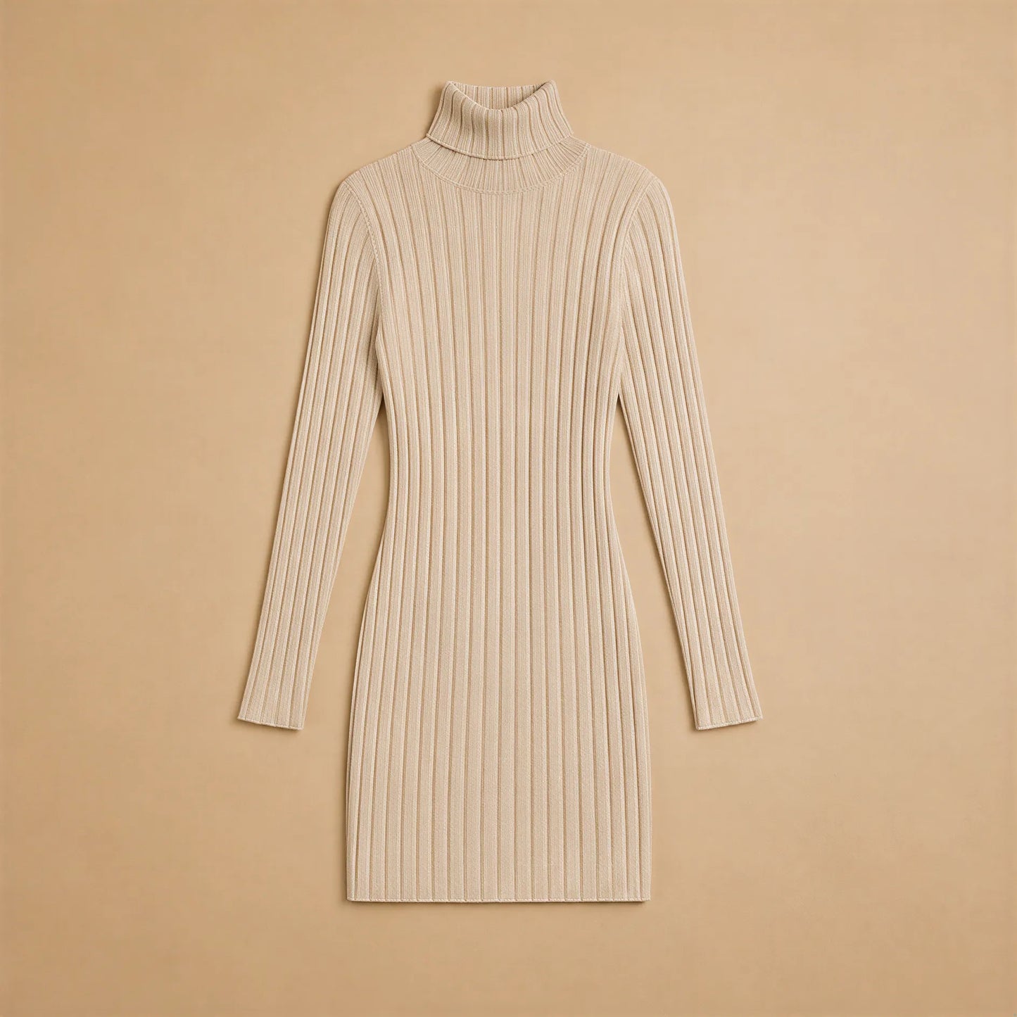 Robe Courte à Col Roulé en Maille Fine Martina