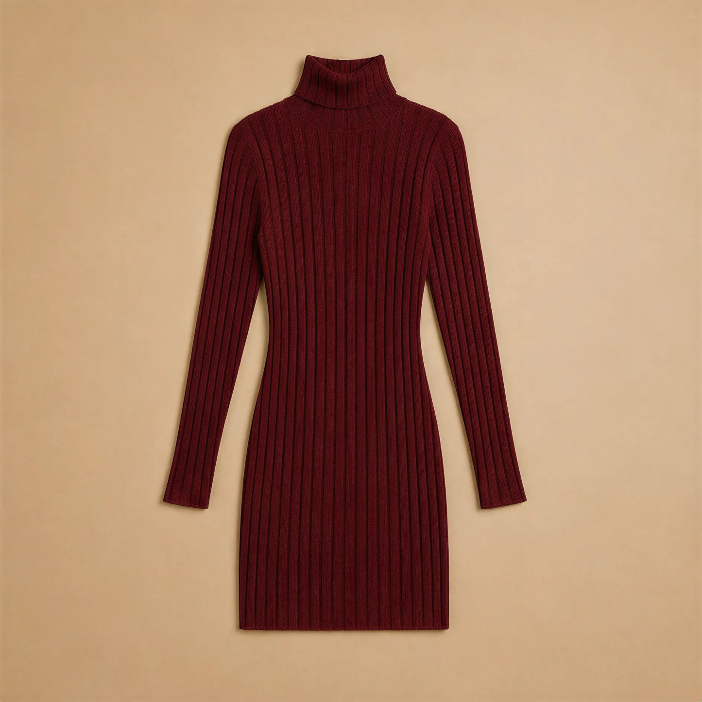 Robe Courte à Col Roulé en Maille Fine Martina
