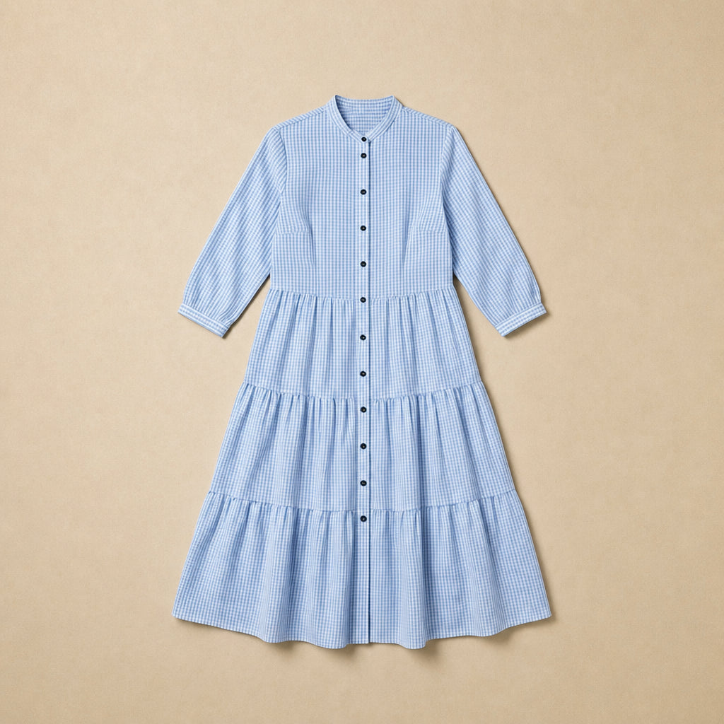 Robe Chemise Midi à Col Officier et Plis Fluides Soli