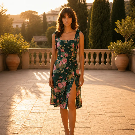 Robe Courte Fendue à Imprimé Floral Norma