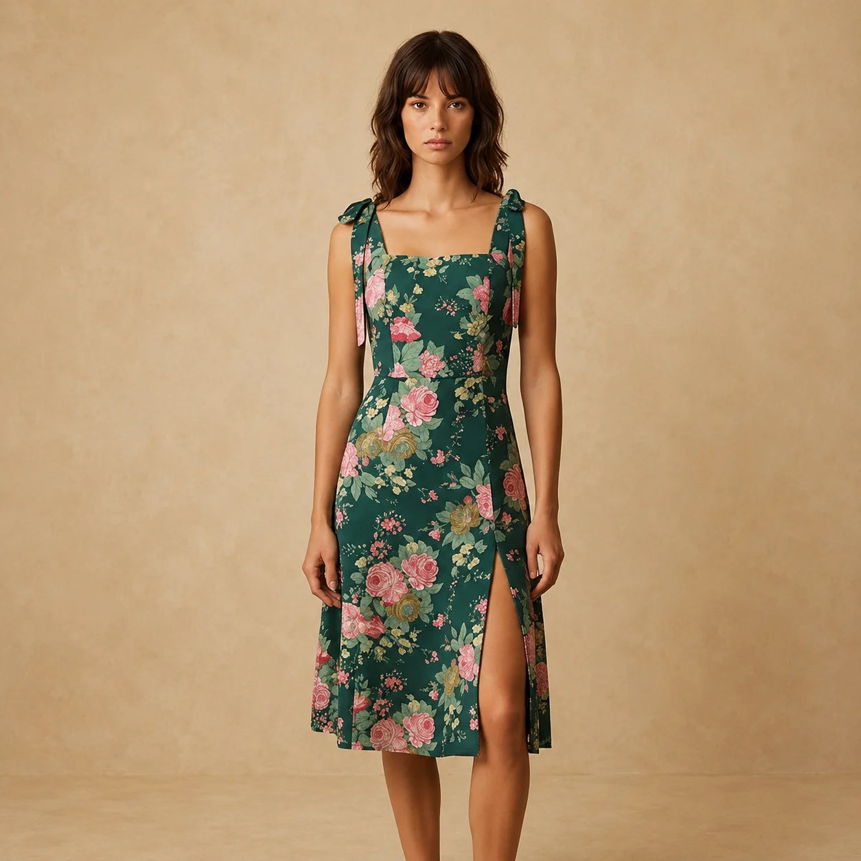 Robe Courte Fendue à Imprimé Floral Norma