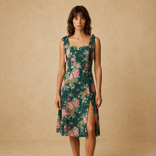 Robe Courte Fendue à Imprimé Floral Norma