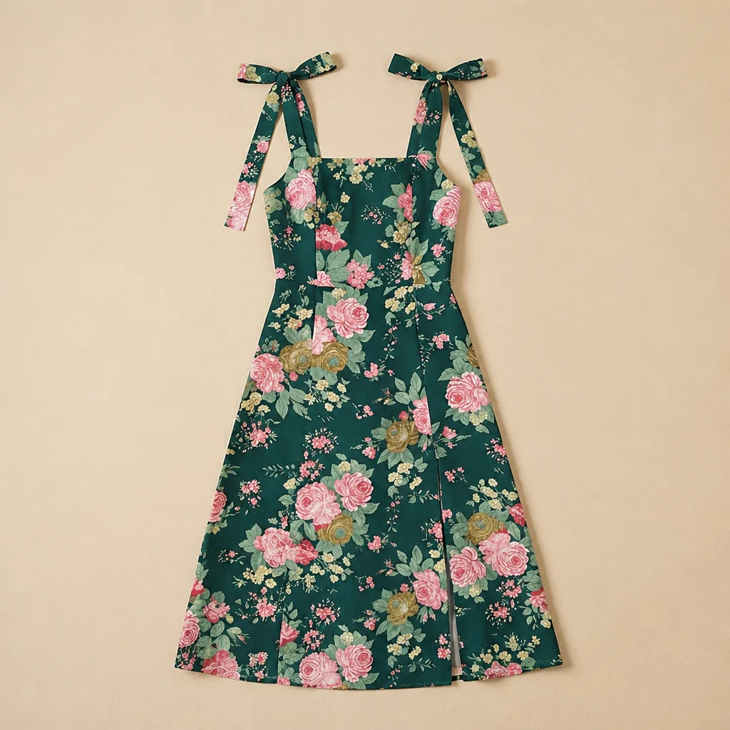 Robe Courte Fendue à Imprimé Floral Norma