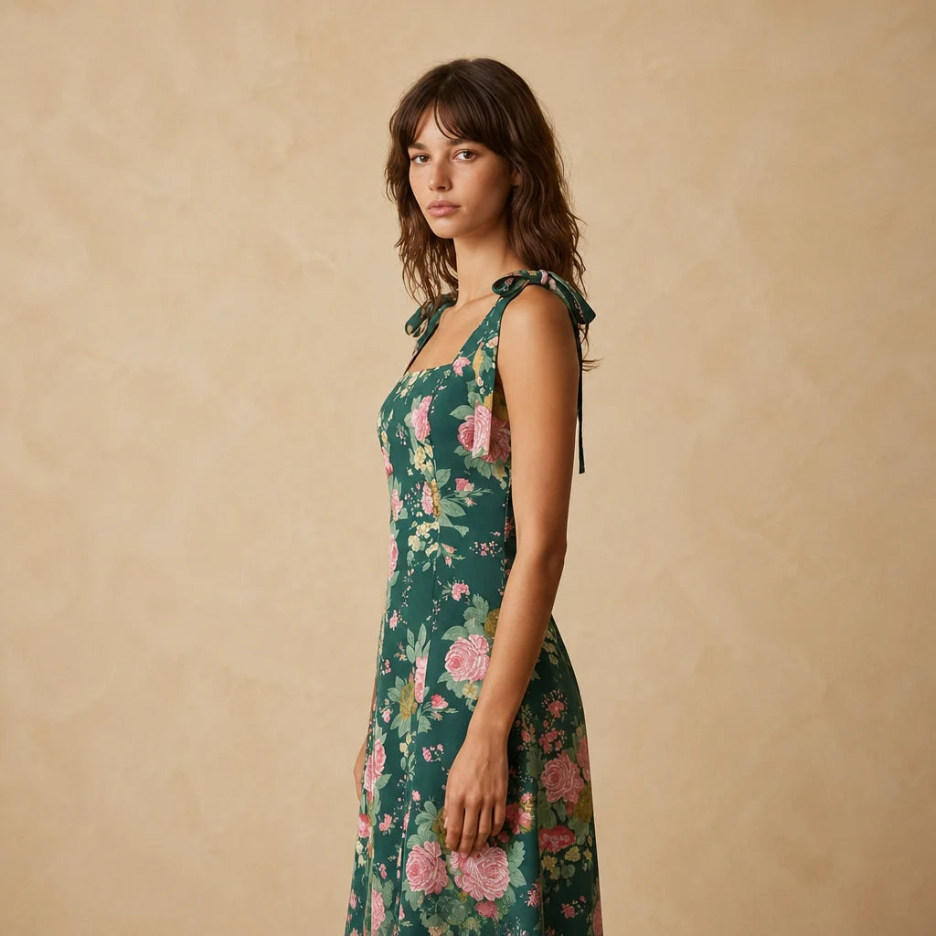 Robe Courte Fendue à Imprimé Floral Norma