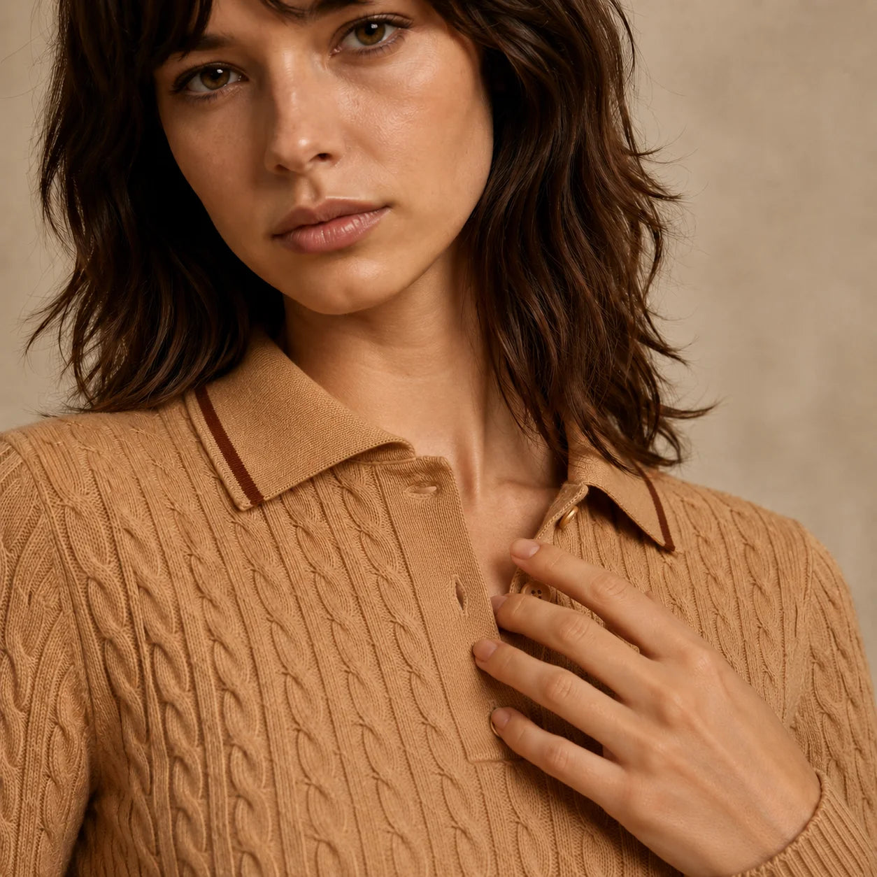 Robe Courte Maille Torsadé à Col Polo Agosta
