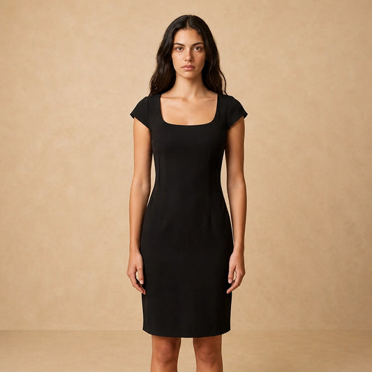 Robe Courte Moulante à Encolure Carrée Sarro