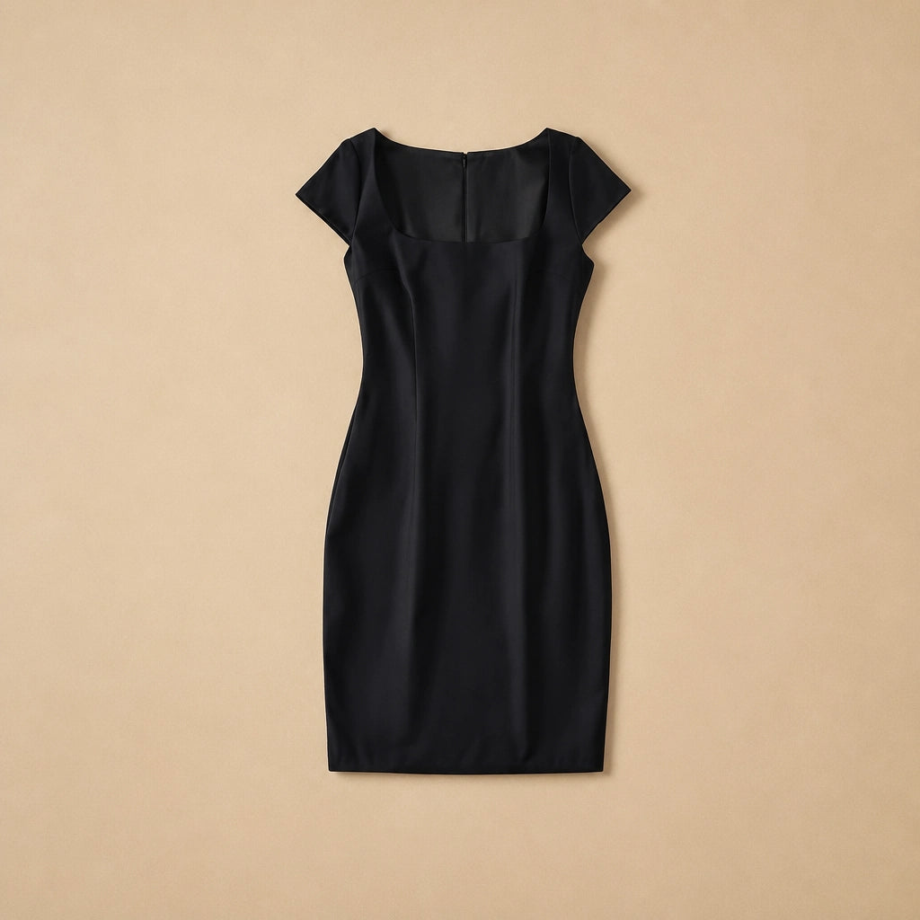 Robe Courte Moulante à Encolure Carrée Sarro