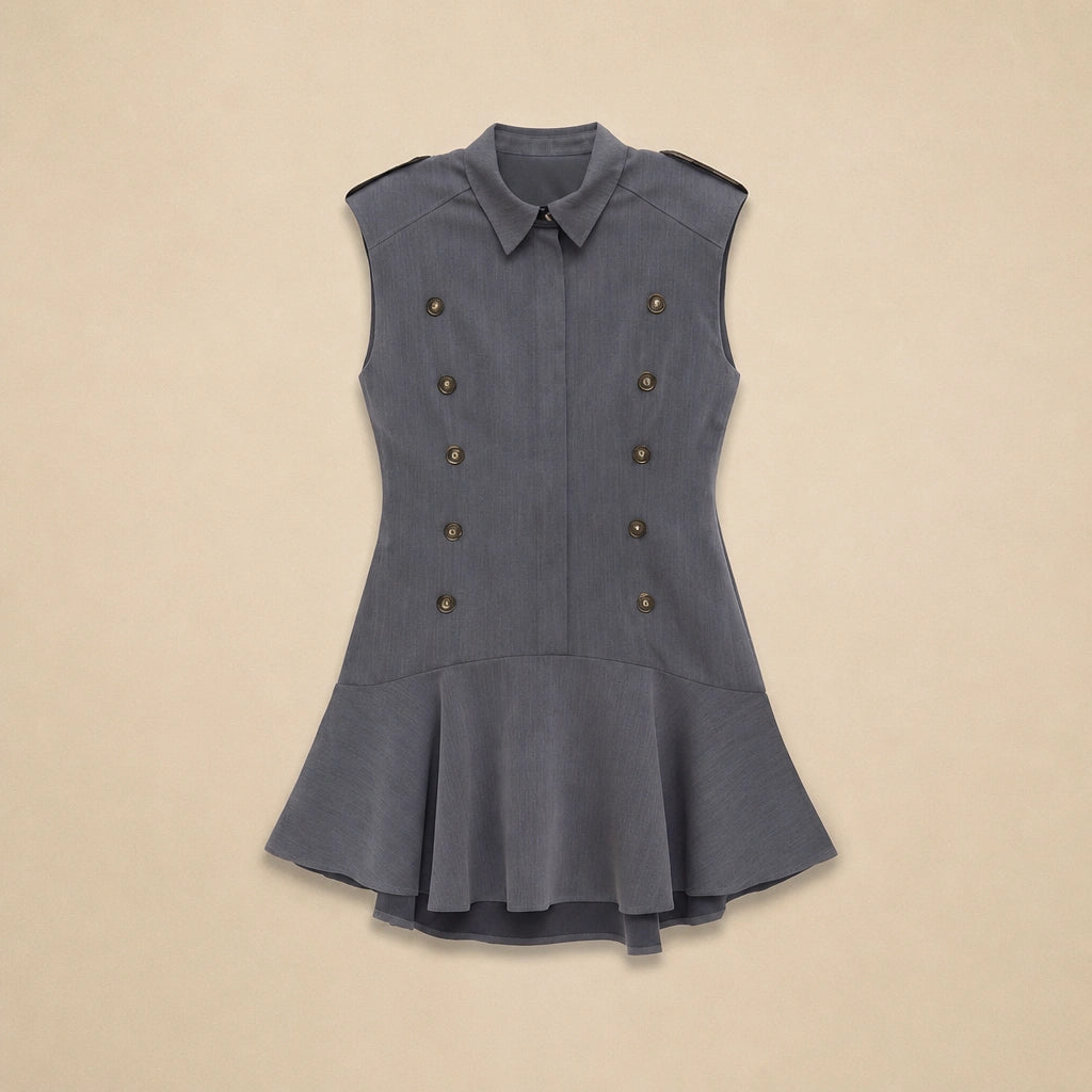 Robe Courte Sans Manches à Double Boutonnage Otilia