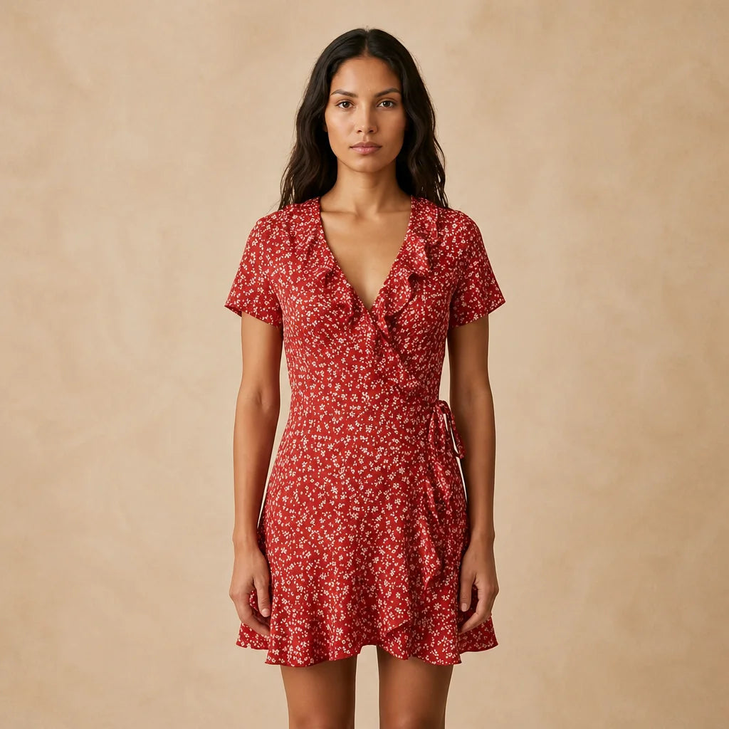 Robe Courte Volantée à Imprimé Floral Alessandra