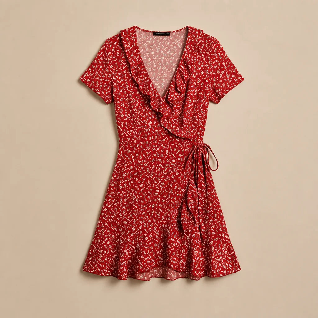 Robe Courte Volantée à Imprimé Floral Alessandra