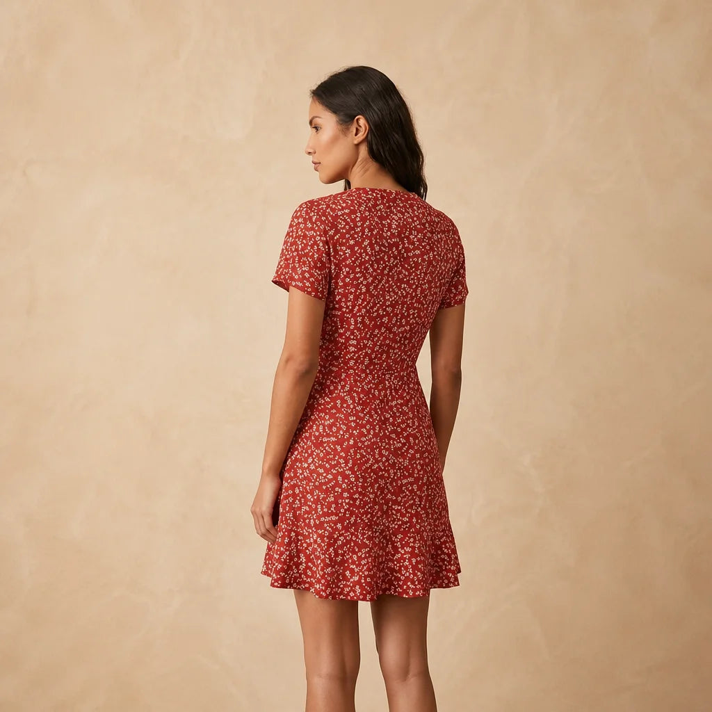 Robe Courte Volantée à Imprimé Floral Alessandra