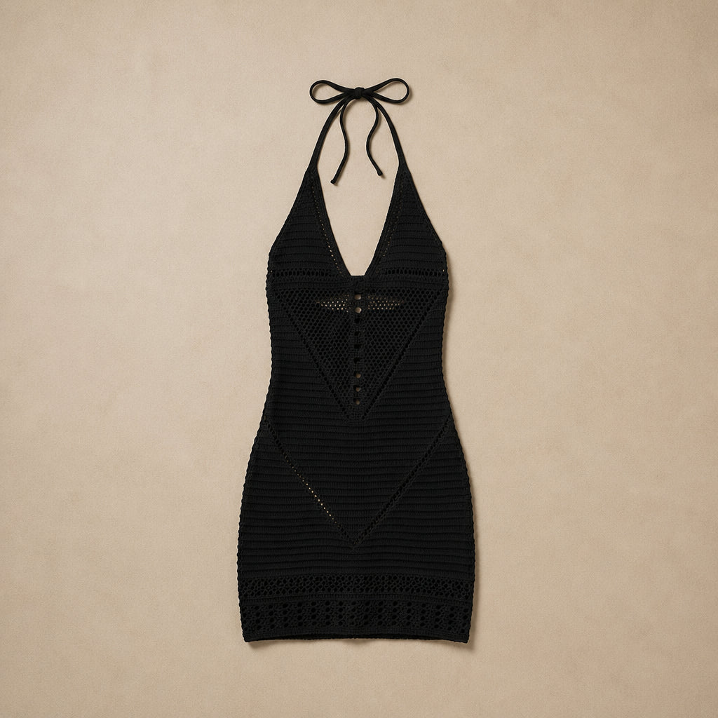 Robe Courte en Maille Ajourée Luciana