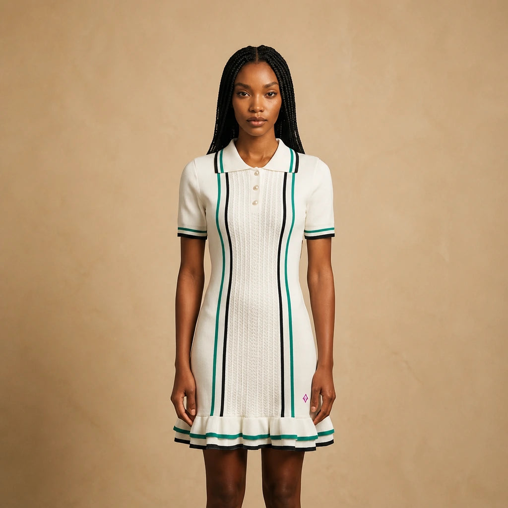 Robe Courte en Maille Fine à Col Polo Lucrezia