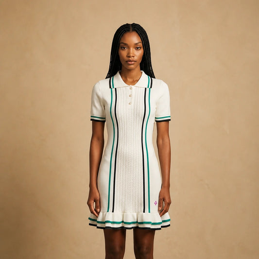 Robe Courte en Maille Fine à Col Polo Lucrezia