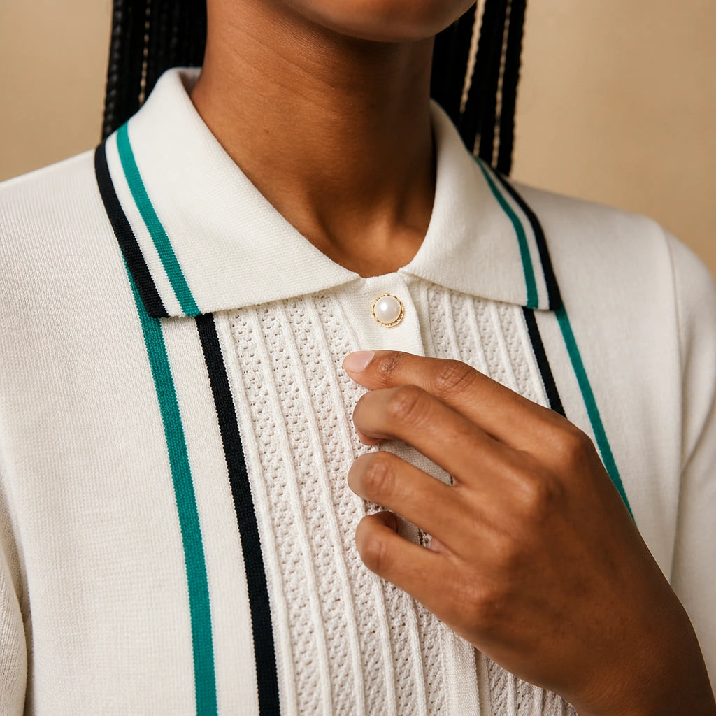 Robe Courte en Maille Fine à Col Polo Lucrezia