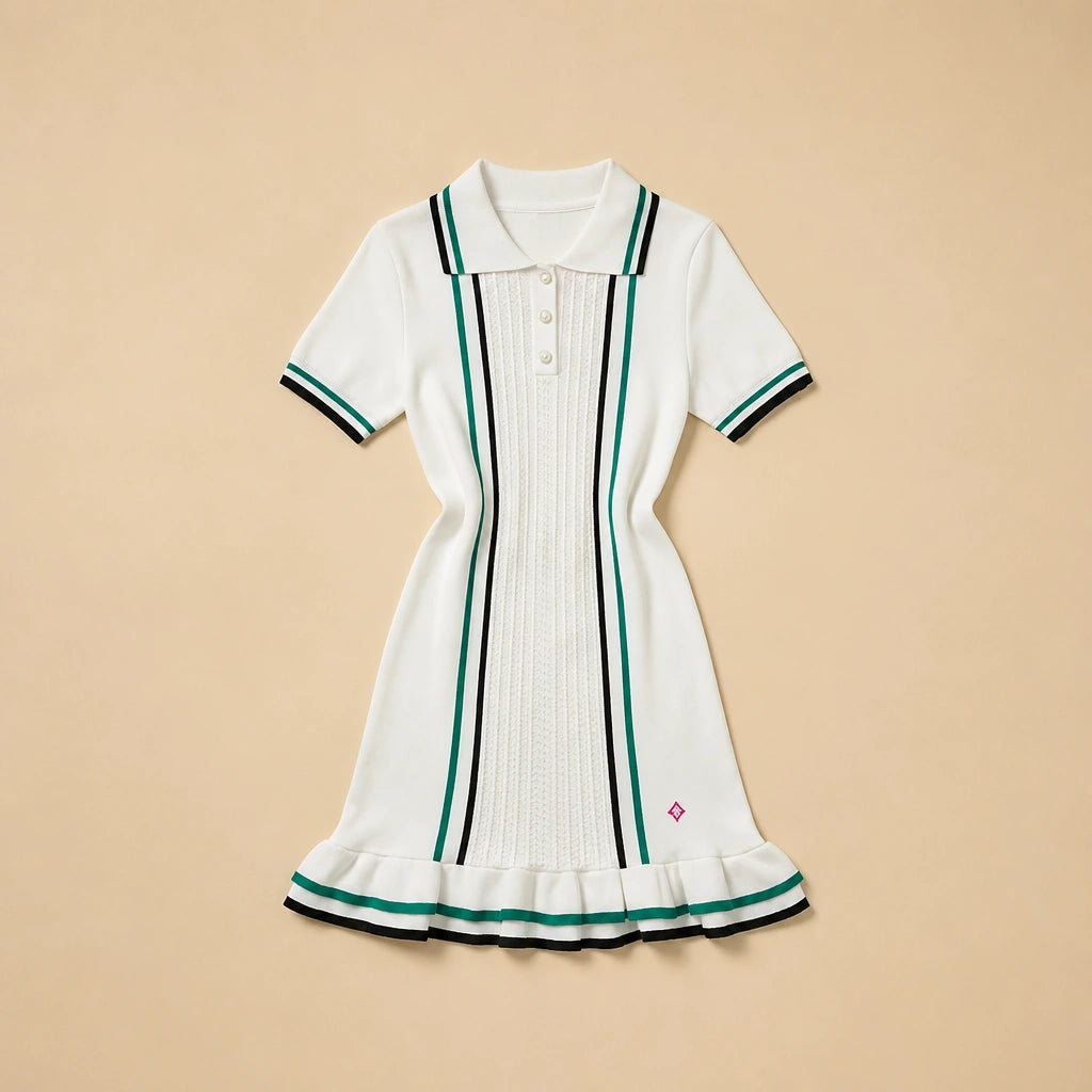 Robe Courte en Maille Fine à Col Polo Lucrezia