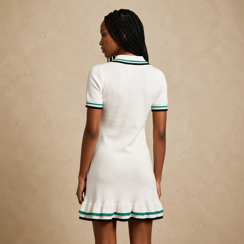 Robe Courte en Maille Fine à Col Polo Lucrezia