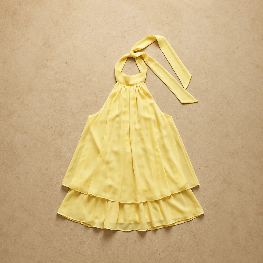 Robe Dos Nu à Col Licou et Voile Drapé Marzia