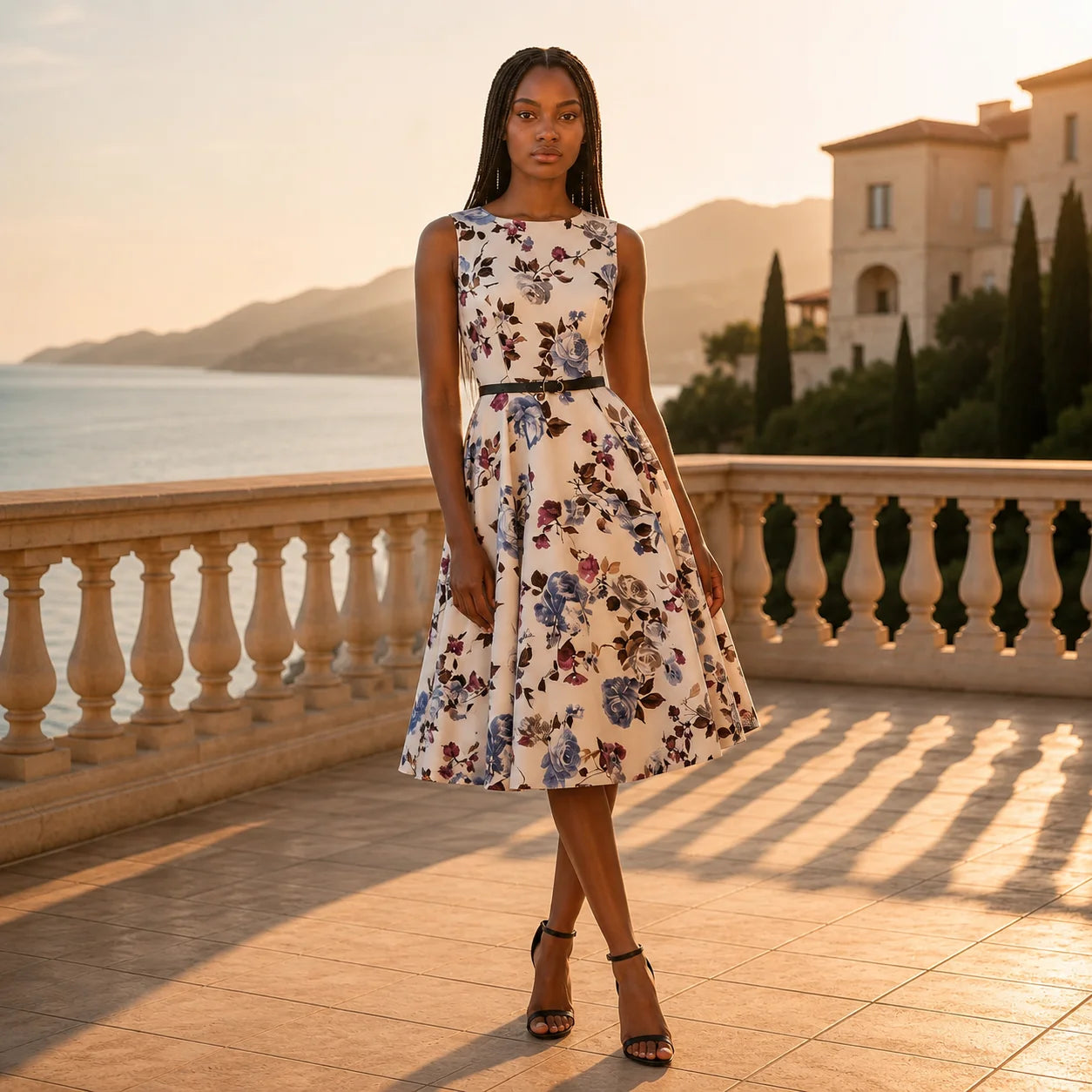 Robe Évasée Florale au Charme Rétro Carina