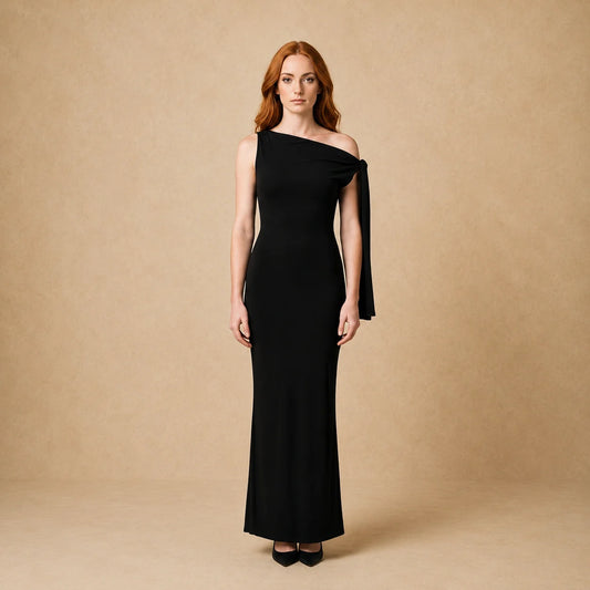 Robe Longue Asymétrique Drapé Isabella