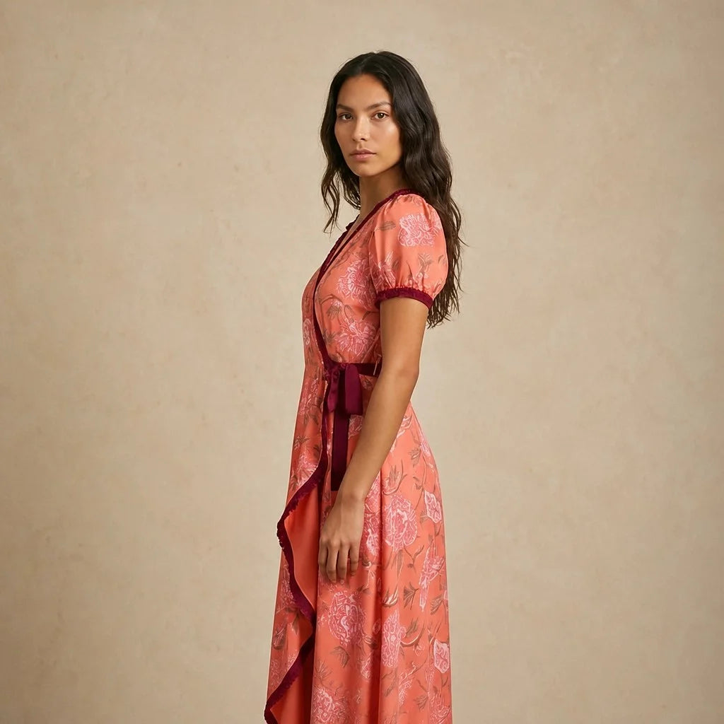 Robe Longue Bohème en Voile Imprimé Luana